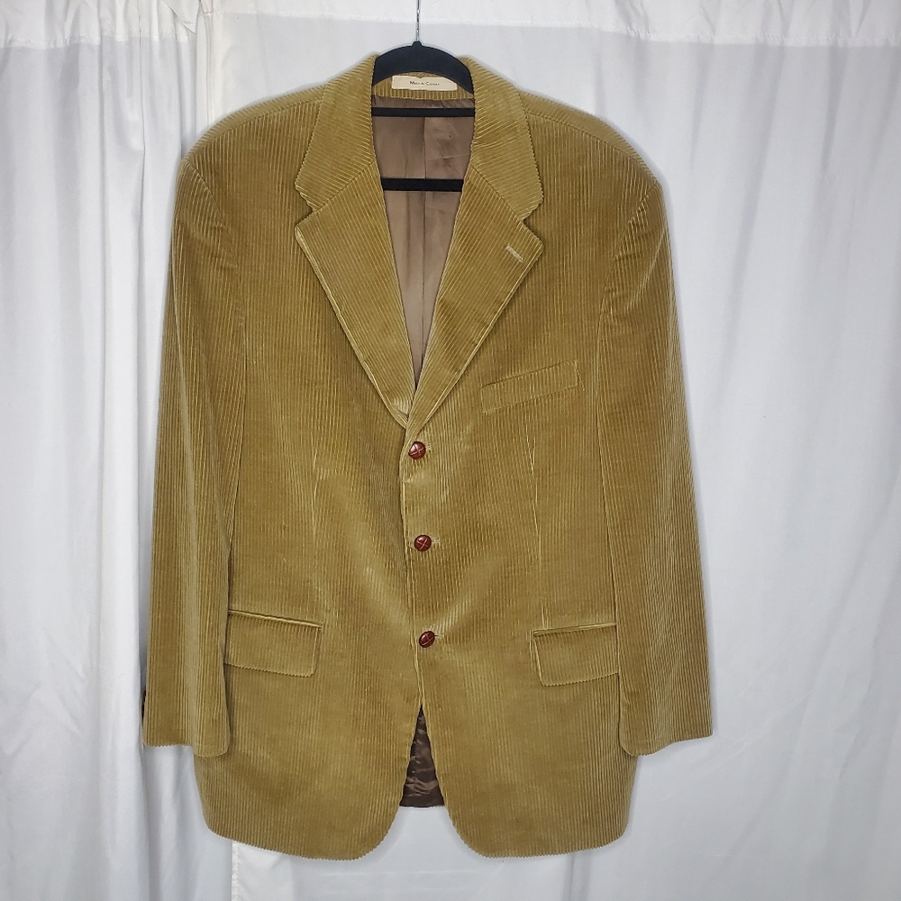 ♤ Vintage Chaps Ralph Lauren Camel Corduroy Buttoned Jacket Size 44R